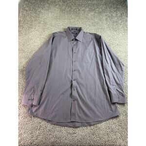 Milani Shirt Mens 18 Gray Purple Cotton Blend Single Needle Button Up